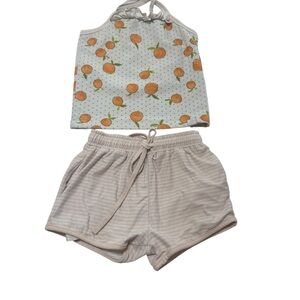 SweetHoney Kids Pajama Set with Orange and White Print